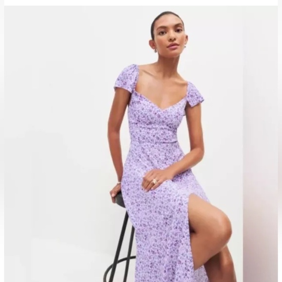 Reformation Purple Floral Midi Dress - Picture 1 of 8